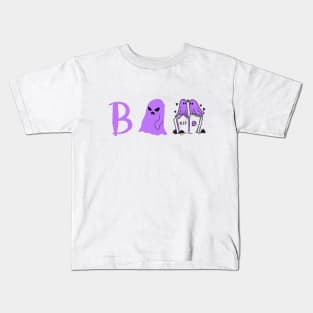 Halloween Boo Ghosts Purple Kids T-Shirt